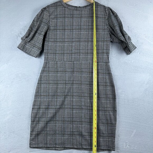Sonja Betro Sheath Mini Dress Houndstooth Puff Sleeves Womens Gray Size X Large - Picture 10 of 13